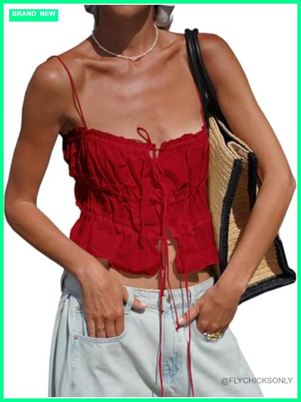Crop Tank Top Ruffle Spaghetti Strap Y2K Going Out Shirt
